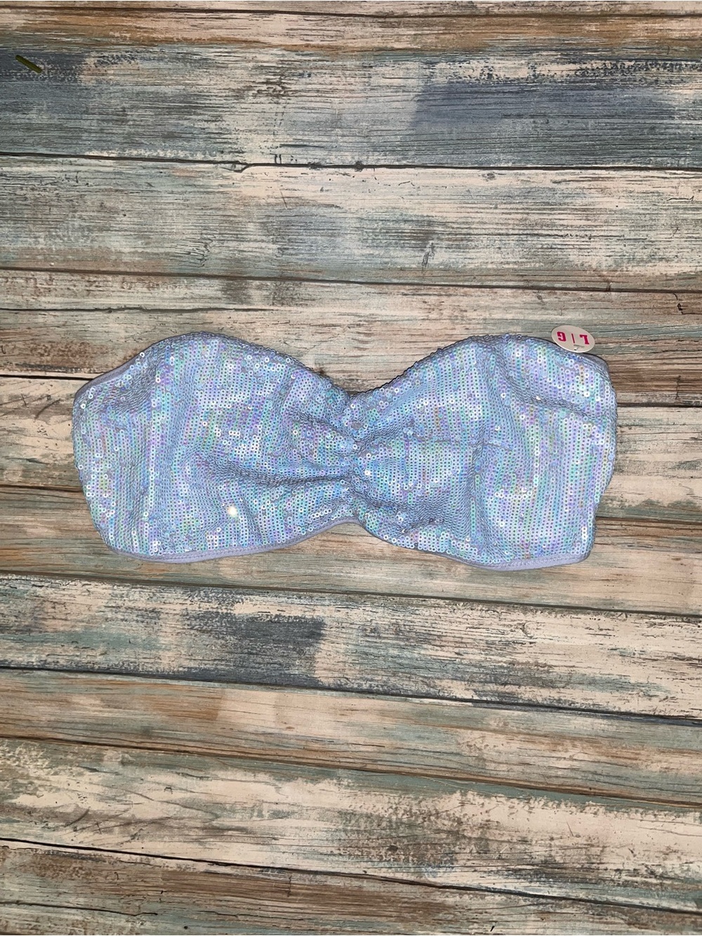 PINK Victoria’s Secret Iridescent Sequin Twist Bandeau Bra Top L NWT - Picture 1 of 4